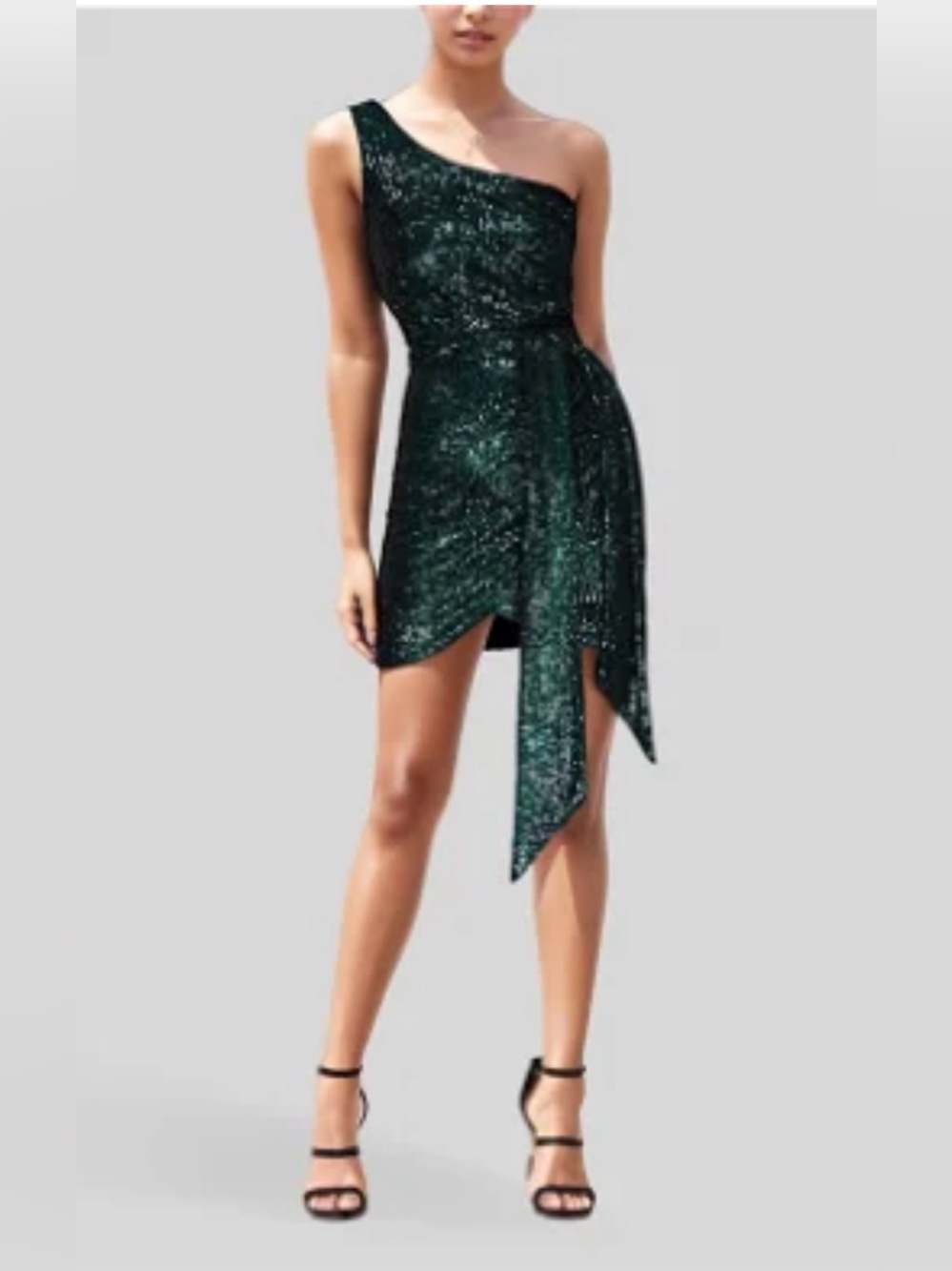 NWT Hello Molly Emerald One-Shoulder Sequin Mini Dress size: L